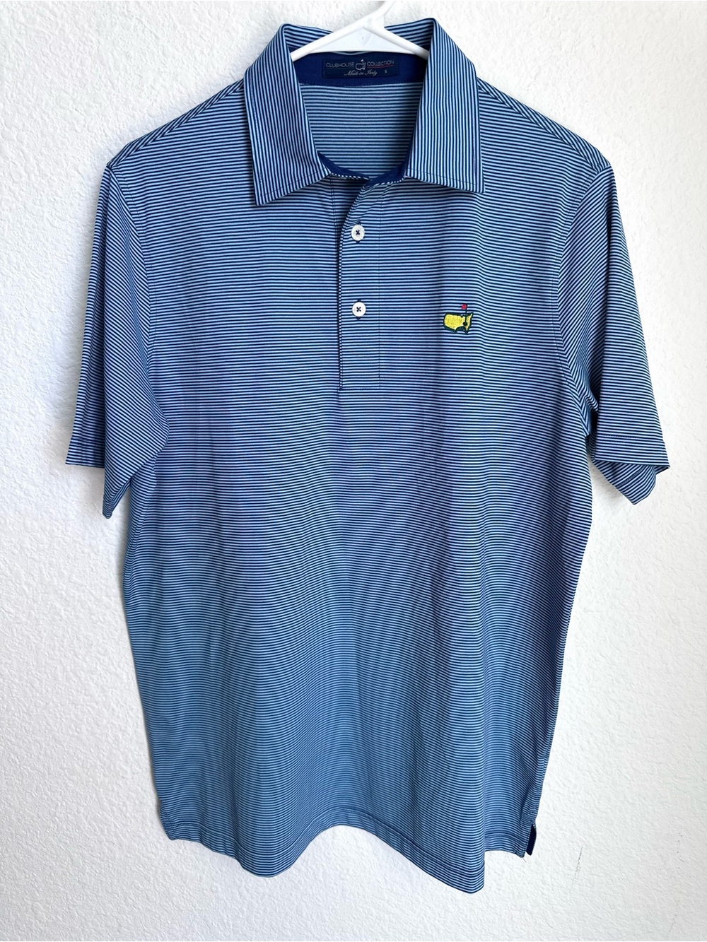 Clubhouse Collection Masters Golf Polo Shirt Men’s Small Blue White Stripe